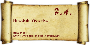 Hradek Avarka névjegykártya